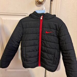 Nike Kids Black and Red Puffer Jacket